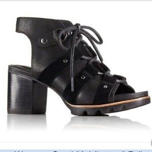 Sorel Black Addington Lace Up Sandal Size 9